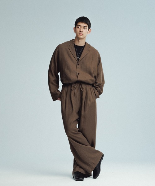 ADAM ET ROPE'(アダムエロペ)の「ボックスシルエット リネン シャツ ジャケット / セットアップ可能(テーラードジャケット・メンズ・ブラック/カーキ/ネイビー・M/L)」の19枚目の写真