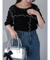 ehka sopo | 配色メローレースカットソー(Tシャツ/カットソー)