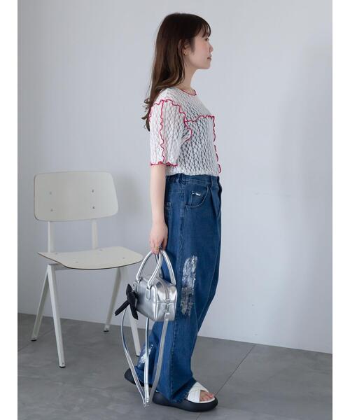 ehka sopo（エヘカソポ）の「配色メローレースカットソー（Tシャツ/カットソー・レディース・キナリ/オフホワイト/ブラック・F）」の18枚目の写真