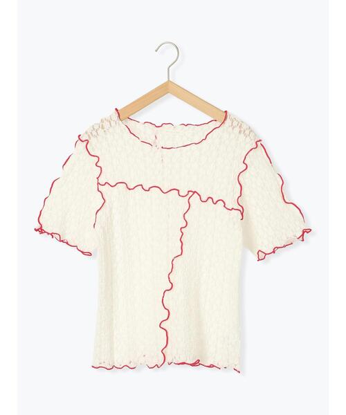 ehka sopo（エヘカソポ）の「配色メローレースカットソー（Tシャツ/カットソー・レディース・キナリ/オフホワイト/ブラック・F）」の12枚目の写真