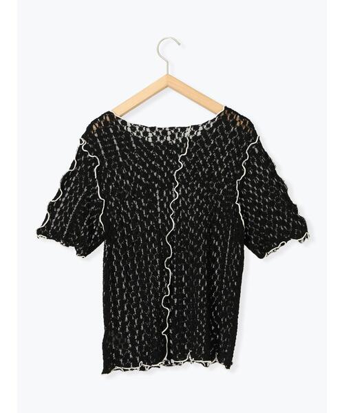 ehka sopo（エヘカソポ）の「配色メローレースカットソー（Tシャツ/カットソー・レディース・キナリ/オフホワイト/ブラック・F）」の5枚目の写真