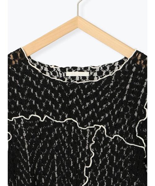 ehka sopo（エヘカソポ）の「配色メローレースカットソー（Tシャツ/カットソー・レディース・キナリ/オフホワイト/ブラック・F）」の6枚目の写真