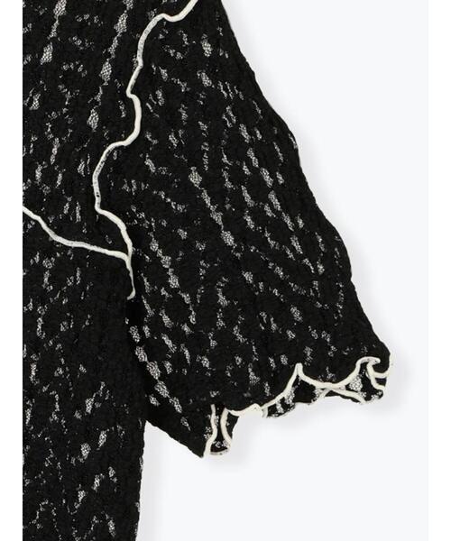 ehka sopo（エヘカソポ）の「配色メローレースカットソー（Tシャツ/カットソー・レディース・キナリ/オフホワイト/ブラック・F）」の7枚目の写真