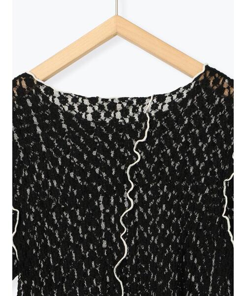 ehka sopo（エヘカソポ）の「配色メローレースカットソー（Tシャツ/カットソー・レディース・キナリ/オフホワイト/ブラック・F）」の9枚目の写真