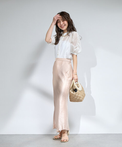 La boutique BonBon（ラブティックボンボン）の「【美人見え】シアーパワショル5分袖ブラウス（シャツ/ブラウス・レディース・ホワイト/ネイビー/ピンク・FREE）」の7枚目の写真