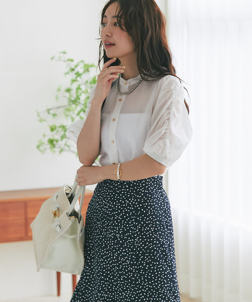 La boutique BonBon（ラブティックボンボン）の「【美人見え】シアーパワショル5分袖ブラウス（シャツ/ブラウス・レディース・ホワイト/ネイビー/ピンク・FREE）」の16枚目の写真