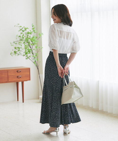 La boutique BonBon（ラブティックボンボン）の「【美人見え】シアーパワショル5分袖ブラウス（シャツ/ブラウス・レディース・ホワイト/ネイビー/ピンク・FREE）」の12枚目の写真