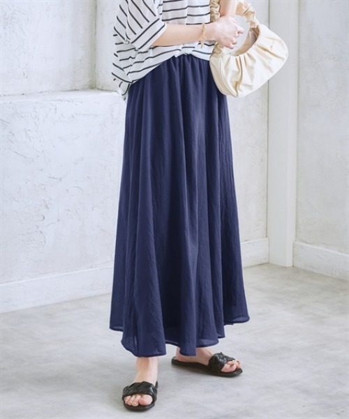 nissen（ニッセン）の「ふんわりガーゼタッチスカーチョ（マキシ丈）（その他パンツ・レディース・ライラック/ブルーグリーン/杢グレー/モカ/ネイビー/イエロー・S/M/L/LL）」の4枚目の写真