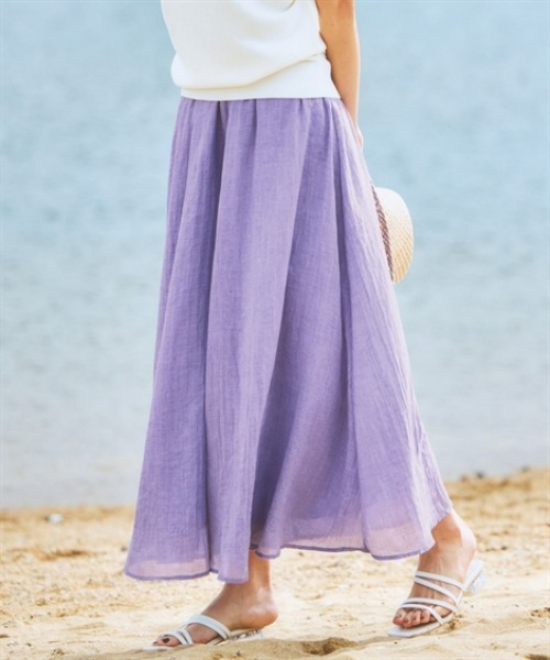nissen（ニッセン）の「ふんわりガーゼタッチスカーチョ（マキシ丈）（その他パンツ・レディース・ライラック/ブルーグリーン/杢グレー/モカ/ネイビー/イエロー・S/M/L/LL）」の6枚目の写真