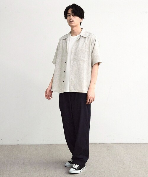 RATTLE TRAP(ラトルトラップ)の「サマーツイードオープンカラー半袖シャツ(シャツ/ブラウス・メンズ・ブラック/ベージュ・M/L/LL)」の3枚目の写真