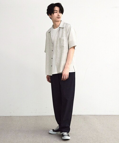 RATTLE TRAP(ラトルトラップ)の「サマーツイードオープンカラー半袖シャツ(シャツ/ブラウス・メンズ・ブラック/ベージュ・M/L/LL)」の5枚目の写真