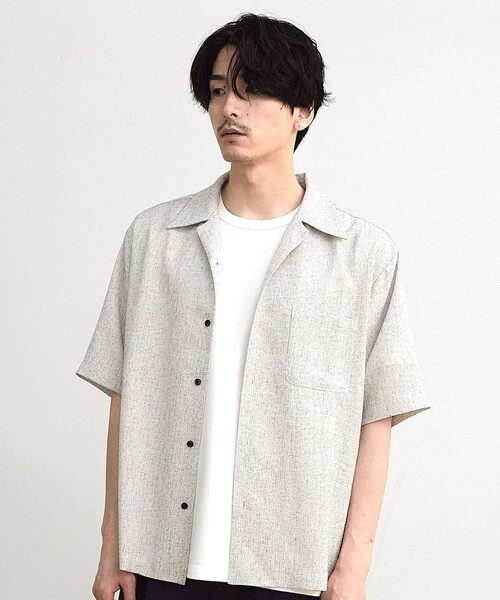 RATTLE TRAP(ラトルトラップ)の「サマーツイードオープンカラー半袖シャツ(シャツ/ブラウス・メンズ・ブラック/ベージュ・M/L/LL)」の9枚目の写真