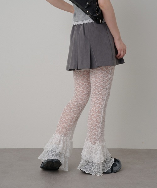 RAY CASSIN（レイカズン）の「レースフレアパンツ（その他パンツ・レディース・ホワイト/ブラック・FREE）」の5枚目の写真