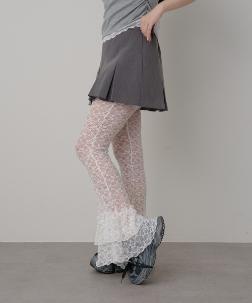 RAY CASSIN（レイカズン）の「レースフレアパンツ（その他パンツ・レディース・ホワイト/ブラック・FREE）」の9枚目の写真