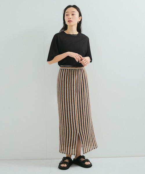le cercle ADAM ET ROPE'(ルセルクルアダムエロペ)の「シアー5分袖Tシャツ(Tシャツ/カットソー・レディース・サックスブルー/ホワイト/ブラック・FREE)」の5枚目の写真
