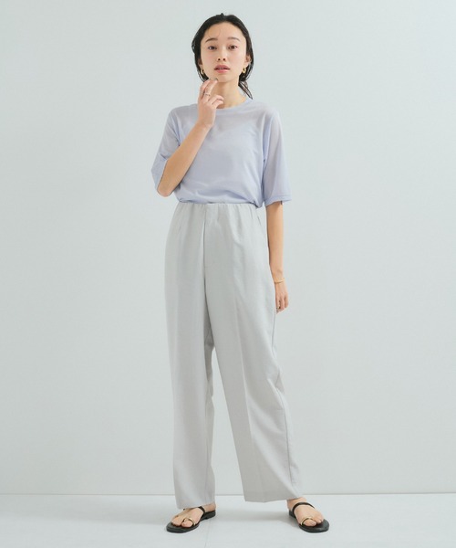 5分袖カットソーシャツ セール】【WEB限定】 〈洗濯機可能〉へムフレア 5分袖