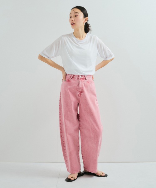 le cercle ADAM ET ROPE'(ルセルクルアダムエロペ)の「シアー5分袖Tシャツ(Tシャツ/カットソー・レディース・サックスブルー/ホワイト/ブラック・FREE)」の7枚目の写真