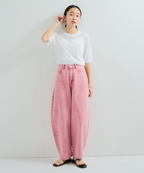 le cercle ADAM ET ROPE'(ルセルクルアダムエロペ)の「シアー5分袖Tシャツ(Tシャツ/カットソー・レディース・サックスブルー/ホワイト/ブラック・FREE)」の8枚目の写真