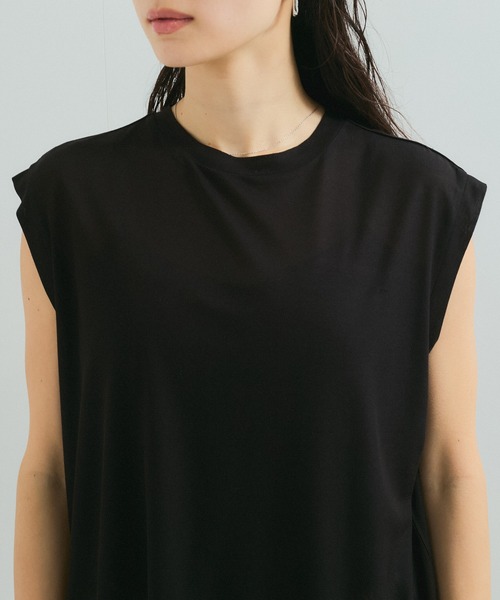 le cercle ADAM ET ROPE'(ルセルクルアダムエロペ)の「シアー5分袖Tシャツ(Tシャツ/カットソー・レディース・サックスブルー/ホワイト/ブラック・FREE)」の14枚目の写真