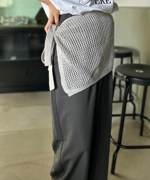 Kotoe(コトエ)の「メッシュニット ラップスカート(スカート・レディース・グレー/オフホワイト/ブラック/レッド・FREE)」の1枚目の写真