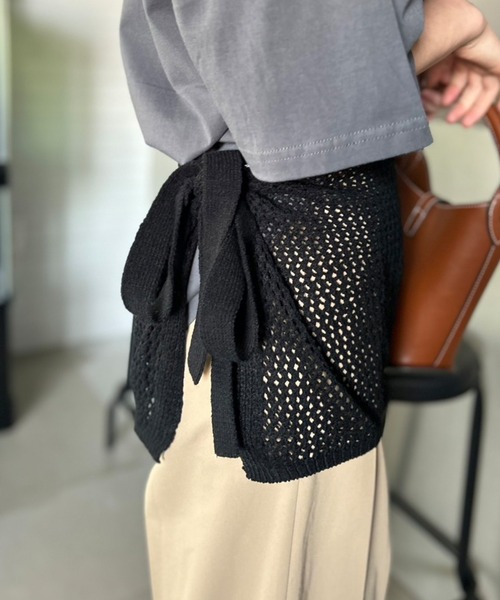Kotoe(コトエ)の「メッシュニット ラップスカート(スカート・レディース・グレー/オフホワイト/ブラック/レッド・FREE)」の5枚目の写真