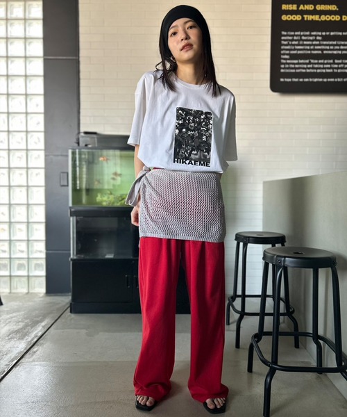 Kotoe(コトエ)の「メッシュニット ラップスカート(スカート・レディース・グレー/オフホワイト/ブラック/レッド・FREE)」の6枚目の写真