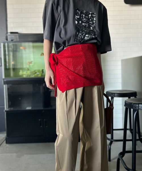 Kotoe(コトエ)の「メッシュニット ラップスカート(スカート・レディース・グレー/オフホワイト/ブラック/レッド・FREE)」の19枚目の写真