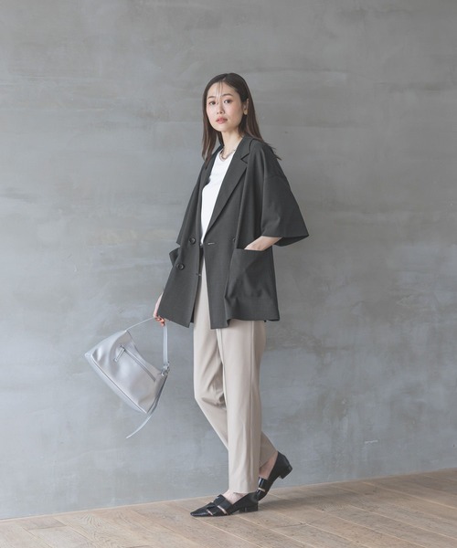 GLOBAL WORK（グローバルワーク）の「ウツクシルエットDRYプレミアムテーパードパンツTall/289088（その他パンツ・レディース・ネイビー/ブルー/ブラック/グレイッシュベージュ/ライトベージュ・SMALL/MEDIUM/LARGE/X-LARGE）」の7枚目の写真