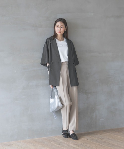 GLOBAL WORK（グローバルワーク）の「ウツクシルエットDRYプレミアムテーパードパンツTall/289088（その他パンツ・レディース・ネイビー/ブルー/ブラック/グレイッシュベージュ/ライトベージュ・SMALL/MEDIUM/LARGE/X-LARGE）」の8枚目の写真