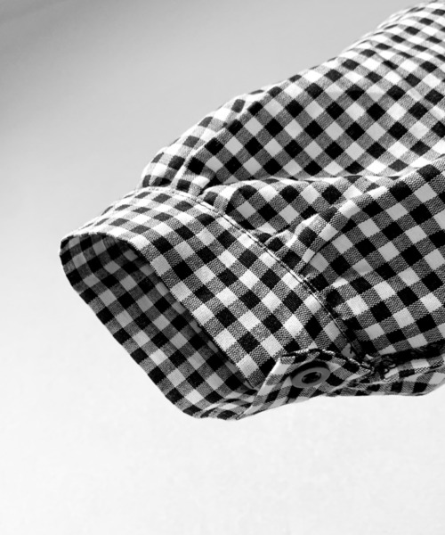 Mejoul（メジュール）の「ギンガムチェック ドロスト リボン ギャザー スクエアネック パフスリーブ ブラウス トップス（シャツ/ブラウス・レディース・ブラック・M/L）」の17枚目の写真