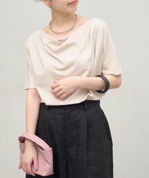 ボートネックドレープ半袖Tシャツ