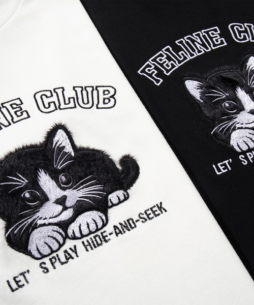 HOOK（フック）の「HOOK -original-　ふわふわ猫刺繍ロンTEE（Tシャツ/カットソー・メンズ・ブラック/ホワイト・LARGE/MEDIUM/X-LARGE）」の8枚目の写真