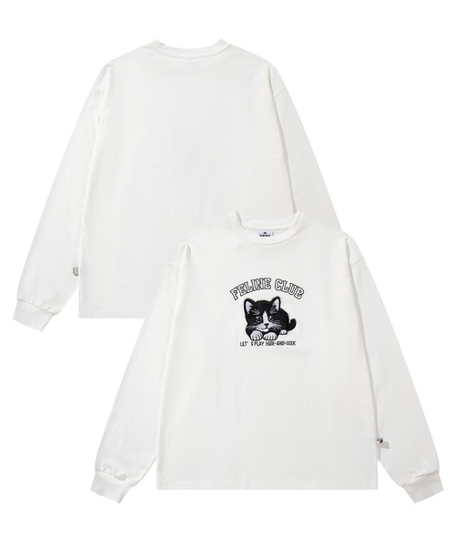 HOOK（フック）の「HOOK -original-　ふわふわ猫刺繍ロンTEE（Tシャツ/カットソー・メンズ・ブラック/ホワイト・LARGE/MEDIUM/X-LARGE）」の4枚目の写真