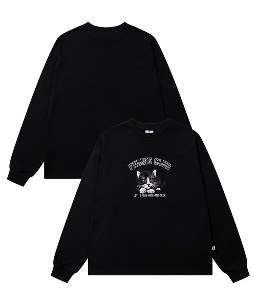 HOOK（フック）の「HOOK -original-　ふわふわ猫刺繍ロンTEE（Tシャツ/カットソー・メンズ・ブラック/ホワイト・LARGE/MEDIUM/X-LARGE）」の3枚目の写真