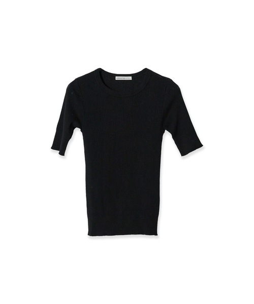 Adriana Kay(アドリアナケイ)の「Adriana Kay/アドリアナケイ 変形リブ 5分袖プルオーバー(Tシャツ/カットソー・レディース・ピンク/ブラック/グレー・FREE)」の2枚目の写真