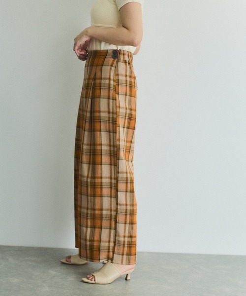 VICKY（ビッキー）の「カラミチェックパンツ≪手洗い可能≫（その他パンツ・レディース・ブラック系その他/オレンジ系その他/ブルー系その他・M）」の3枚目の写真