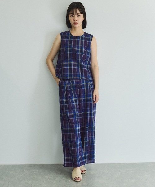 VICKY（ビッキー）の「カラミチェックパンツ≪手洗い可能≫（その他パンツ・レディース・ブラック系その他/オレンジ系その他/ブルー系その他・M）」の7枚目の写真