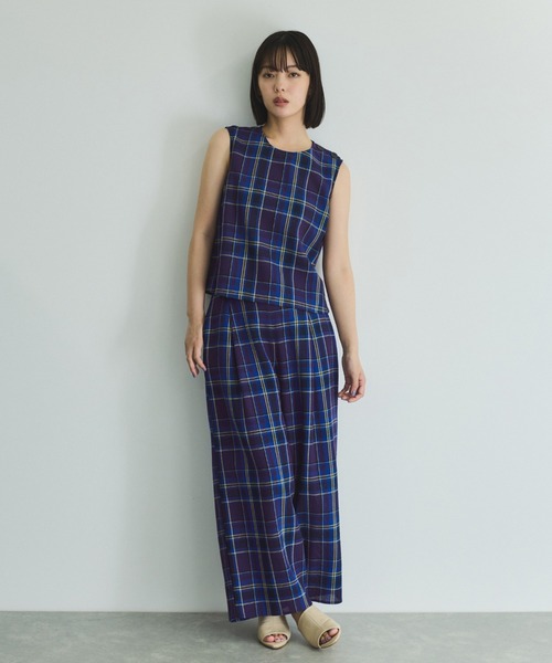 VICKY（ビッキー）の「カラミチェックパンツ≪手洗い可能≫（その他パンツ・レディース・ブラック系その他/オレンジ系その他/ブルー系その他・M）」の8枚目の写真