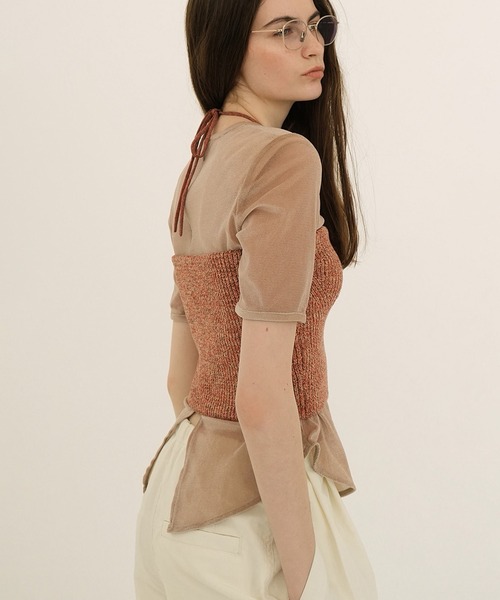 CLANE 正規商品 クラネ ヘザー コットン ニット チューブ トップ HEATHER COTTON KNIT TUBETOP オレンジ/ブラウン 2色展開 2025春夏新作 CLANE 正規商品 クラネ ヘザー コットン ニット チューブ トップ