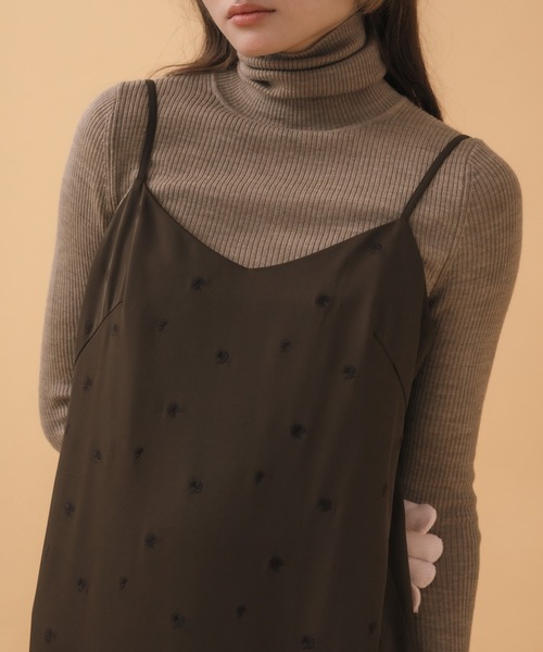 花柄刺繍 シースルーキャミソール ブラック セール】チュール花柄刺繍ビスチェ【セットアップ可能】（キャミソール