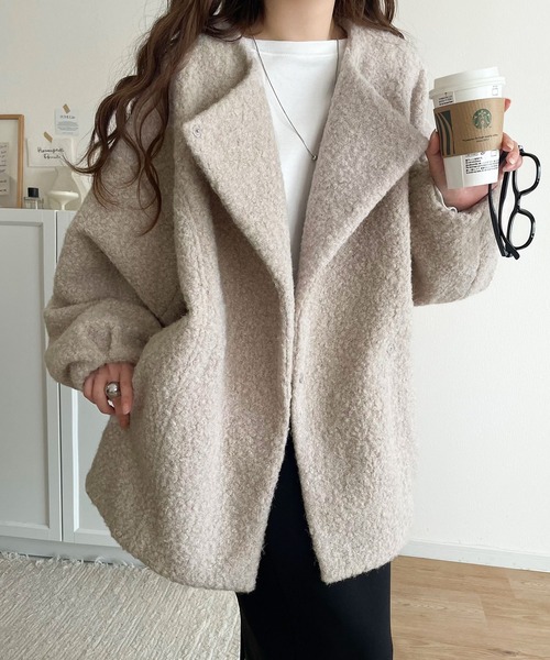 セール】たっぽりコクーンシルエットでちょこっとガーリー見せ