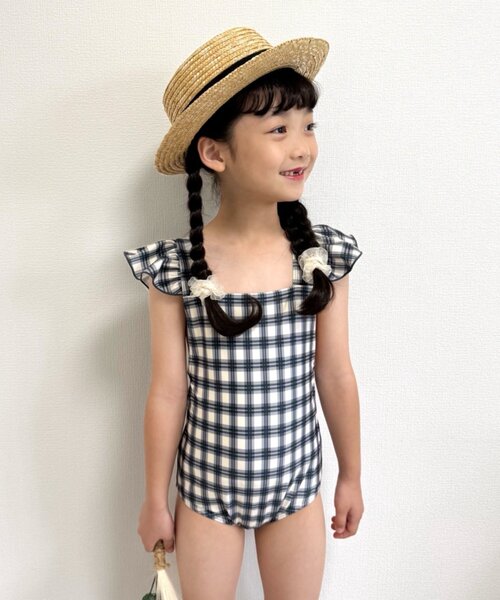 CIAOPANIC TYPY（チャオパニックティピー）の「【WEB限定】【KIDS】袖フリル柄ワンピーススイムウェア（水着・キッズ・オレンジ/グリーン/ブラック・SMALL/XX-LARGE/X-LARGE/LARGE/MEDIUM）」の4枚目の写真