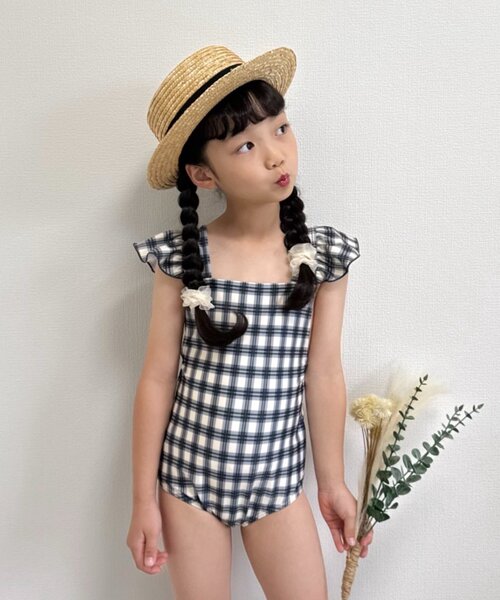 CIAOPANIC TYPY（チャオパニックティピー）の「【WEB限定】【KIDS】袖フリル柄ワンピーススイムウェア（水着・キッズ・オレンジ/グリーン/ブラック・SMALL/XX-LARGE/X-LARGE/LARGE/MEDIUM）」の6枚目の写真