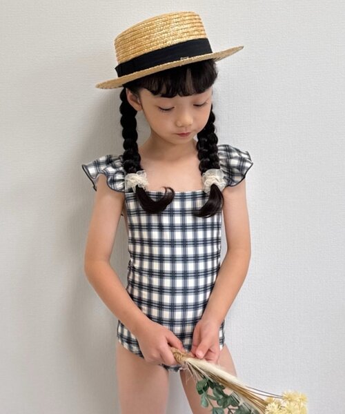 CIAOPANIC TYPY（チャオパニックティピー）の「【WEB限定】【KIDS】袖フリル柄ワンピーススイムウェア（水着・キッズ・オレンジ/グリーン/ブラック・SMALL/XX-LARGE/X-LARGE/LARGE/MEDIUM）」の7枚目の写真