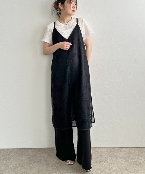 LHELBIE(レルビエ)の「レイヤードキャミサロペット(サロペット/オーバーオール・レディース・ベージュ/ブラック・M)」の13枚目の写真