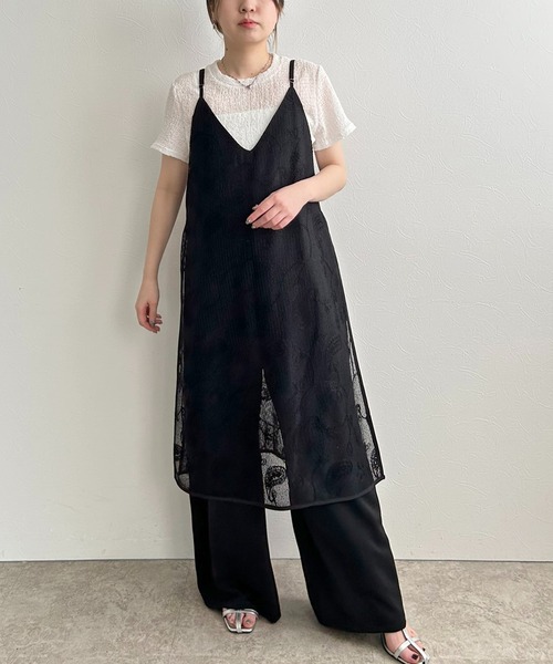 LHELBIE(レルビエ)の「レイヤードキャミサロペット(サロペット/オーバーオール・レディース・ベージュ/ブラック・M)」の16枚目の写真