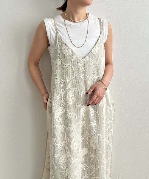 LHELBIE(レルビエ)の「レイヤードキャミサロペット(サロペット/オーバーオール・レディース・ベージュ/ブラック・M)」の9枚目の写真