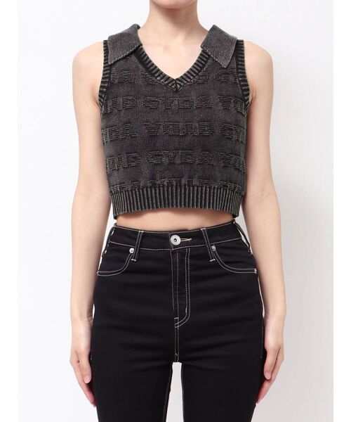 GYDA（ジェイダ）の「GYDAjacquardブリーチニットトップス（ニット/セーター・レディース・ネイビー/ブラック/オフホワイト・FREE）」の6枚目の写真