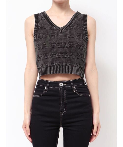 GYDA（ジェイダ）の「GYDAjacquardブリーチニットトップス（ニット/セーター・レディース・ネイビー/ブラック/オフホワイト・FREE）」の8枚目の写真