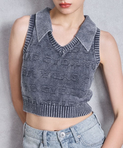 セール】GYDAjacquardブリーチニットトップス（ニット/セーター